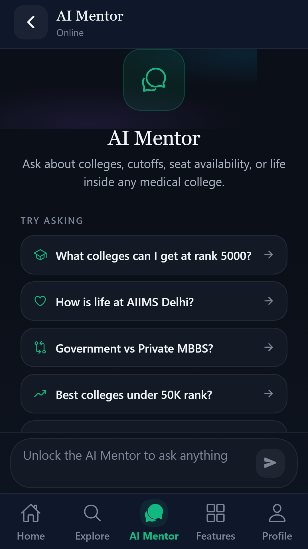 AI Counsellor screenshot